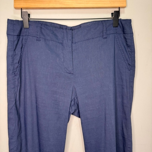 Theory Blue Linen Cropped Straight Leg Cropped Pants Size 8 - Picture 3 of 14